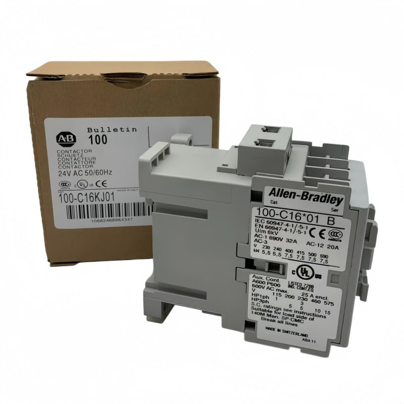 Allen-Bradley 100-C16KJ01 16A 24V 50/60Hz 3-Pole IEC Contactor