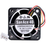 Sanyo Denki 109P0424H316 DC Axial Fan 24V 0.095A 40x40x28mm