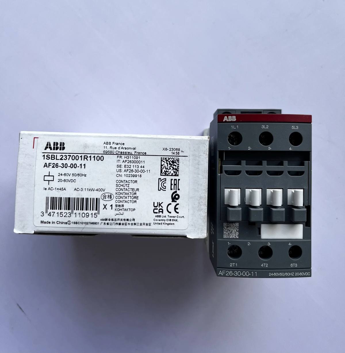 ABB AF26-30-00-11 3-Pole Contactor 26A 24-60VAC 20-60VDC