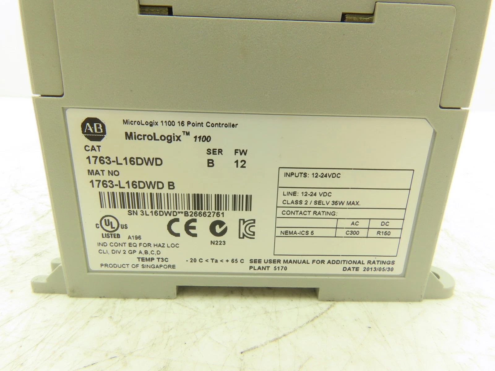 Allen-Bradley 1763-L16DWD MicroLogix 1100 PLC Controller