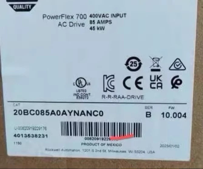 Allen-Bradley 20BC085A0AYNANC0 PowerFlex 700 AC Drive 400V 85A 45kW