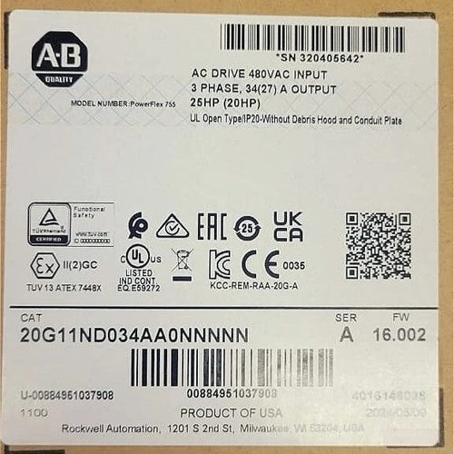 Allen-Bradley 20G11ND040AA0NNNNN PowerFlex 755 VFD AC Drive