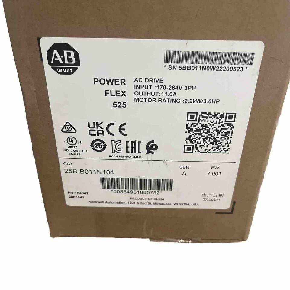 Allen-Bradley 25B-B011N104 PowerFlex 525 AC Drive 2.2kW 11A 200-240VAC