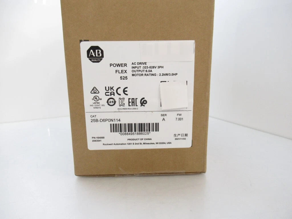 Allen-Bradley 25B-D6P0N114 PowerFlex 525 AC Drive 2.2kW 6A 380-480VAC