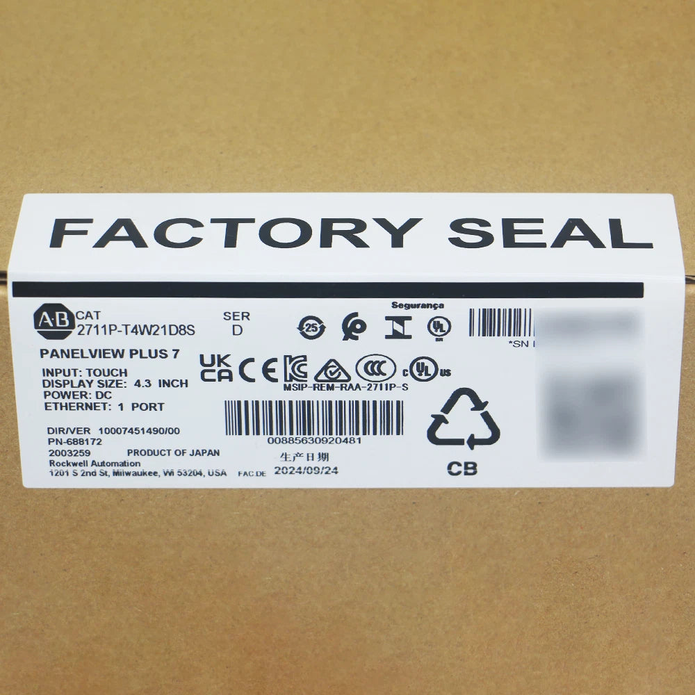 Allen-Bradley 2711P-T4W21D8S PanelView Plus 7 HMI 4.3in Touch 24VDC