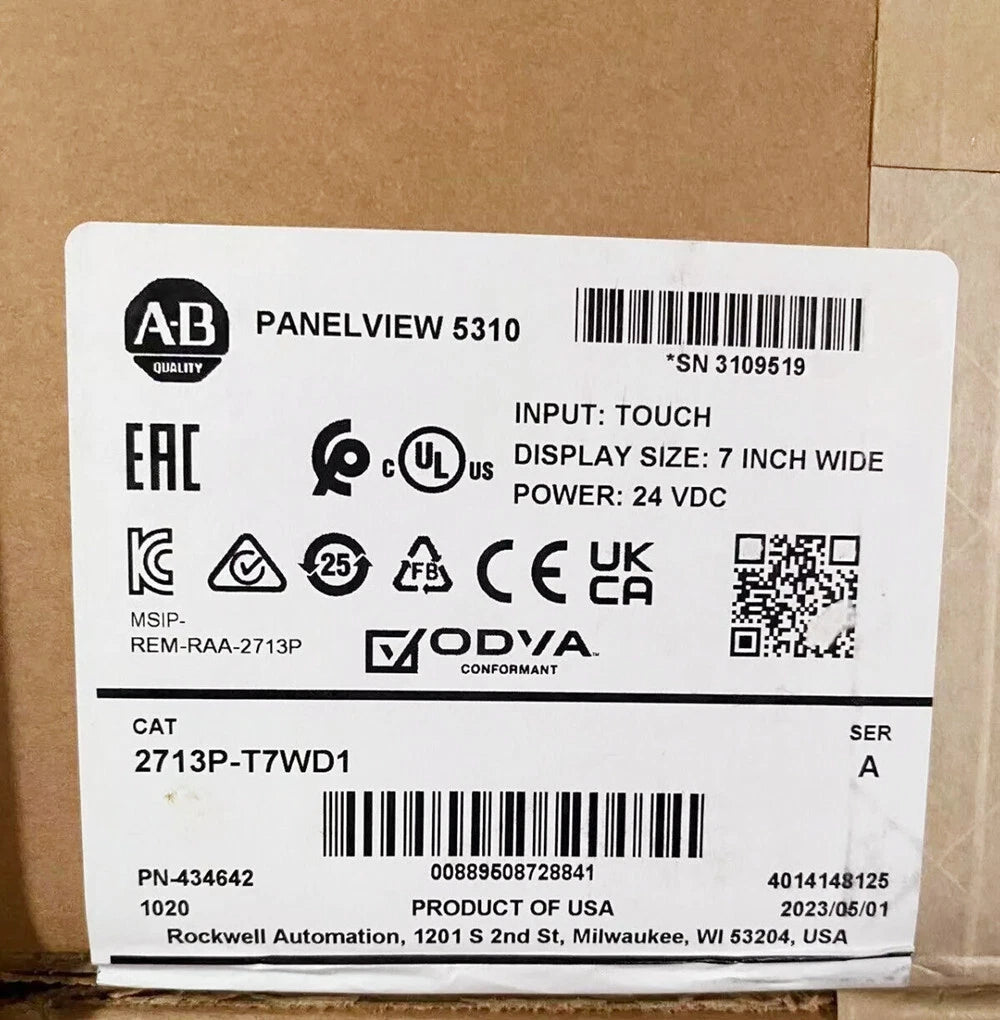 Allen-Bradley 2713P-T7WD1 PanelView 5310 HMI 7in Touch 24VDC 800x480