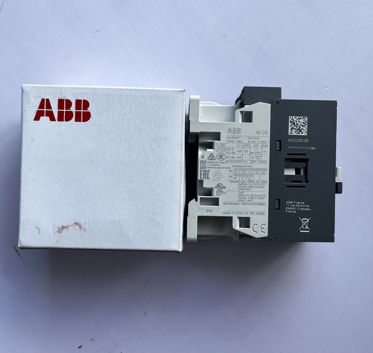ABB AF26-30-00-11 3-Pole Contactor 26A 24-60VAC 20-60VDC