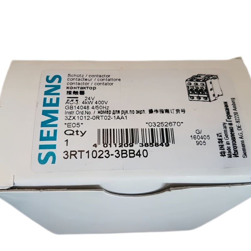 SIEMENS 3RT1023-3BB40 SIRIUS Contactor 9A 4kW 24VDC 3-Pole
