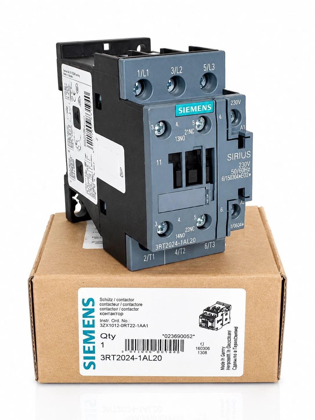 SIEMENS 3RT2024-1AL20 Contactor 12A 5.5kW 230VAC