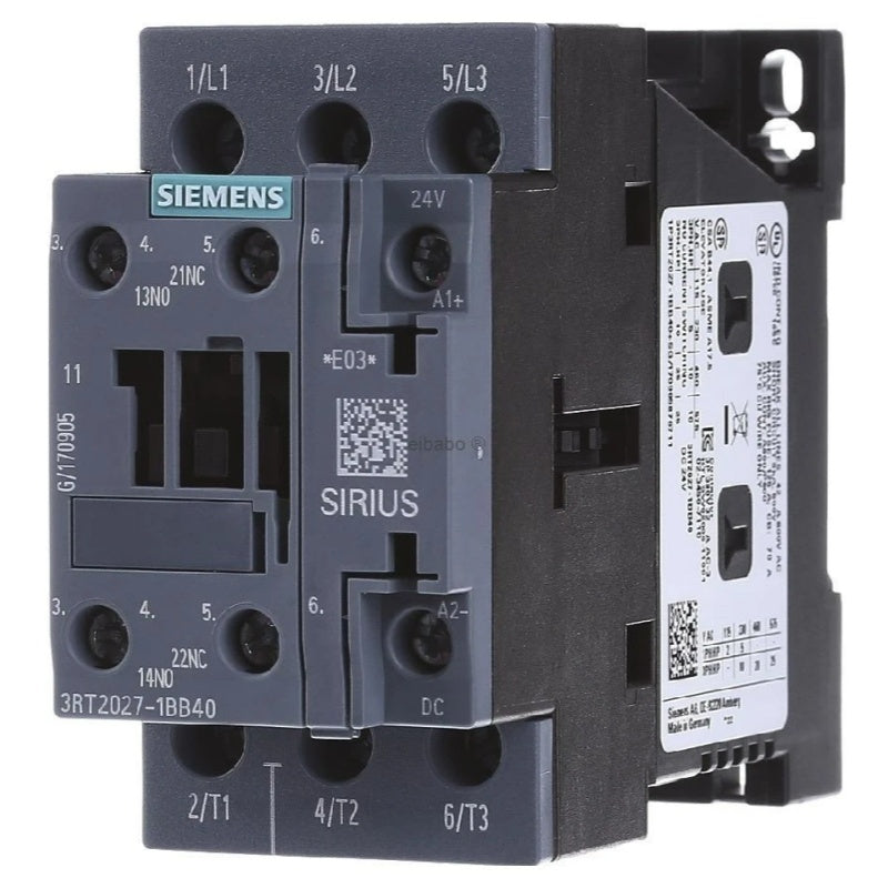 SIEMENS 3RT2027-1BB40 Contactor 32A AC-3 24VDC Coil 3-Pole