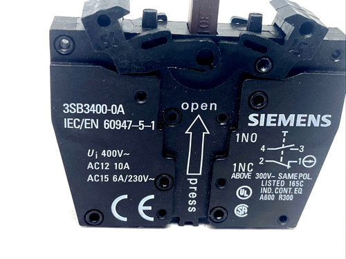 SIEMENS 3SB3400-0A Push Button Switch 1NO 1NC
