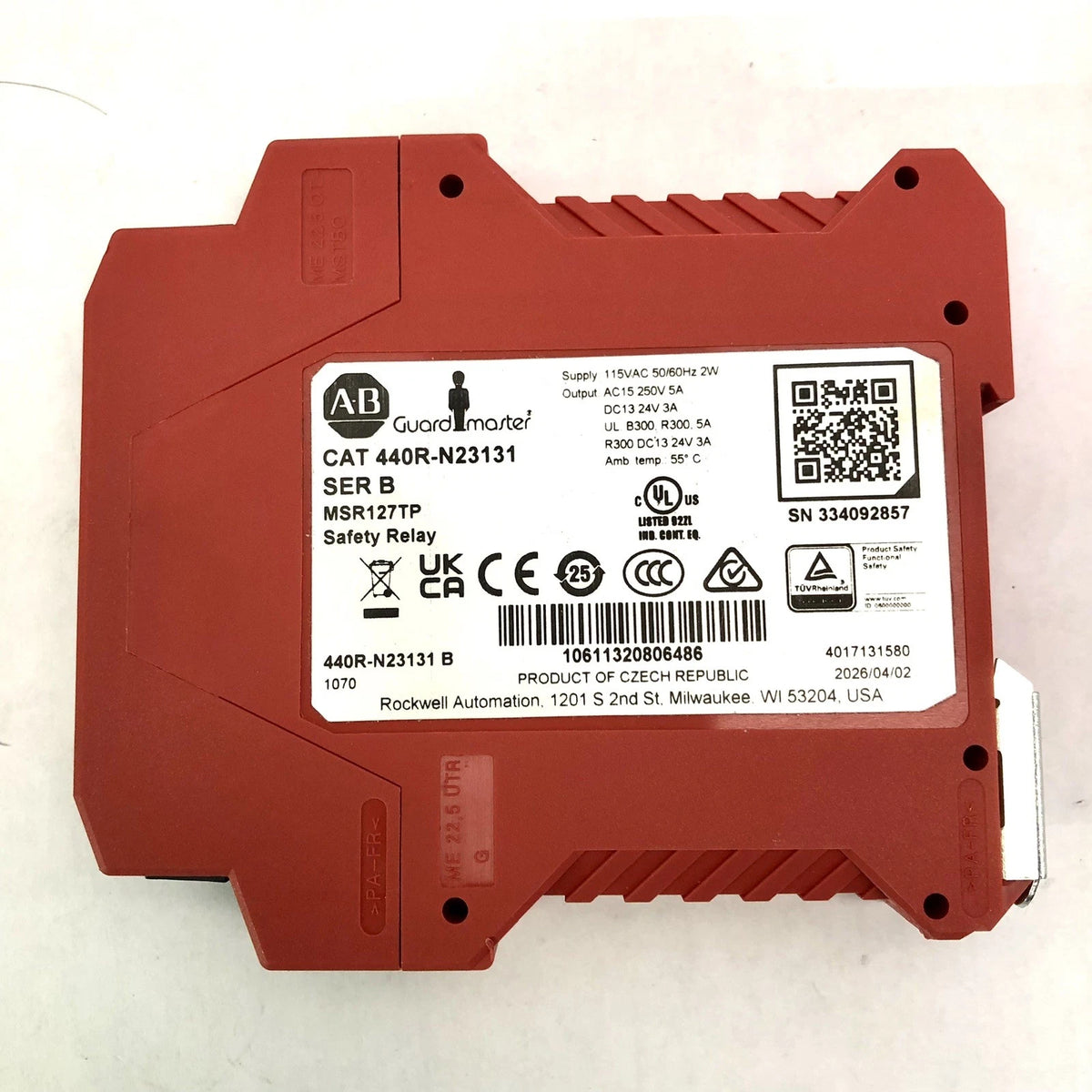Allen-Bradley 440R-N23131 Safety Relay 115V AC 3NO 1NC
