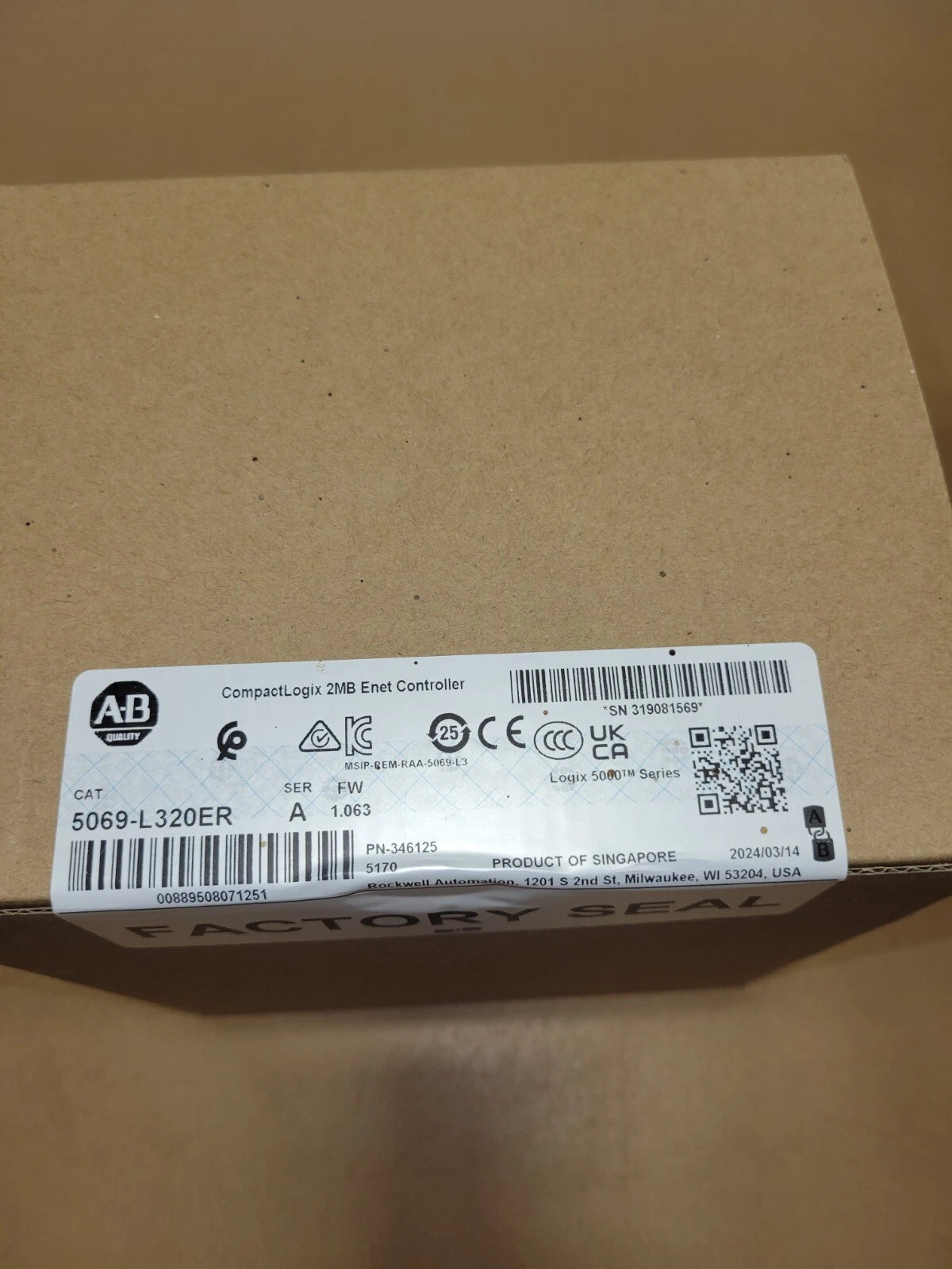 Allen-Bradley 5069-L320ER PLC Controller 2MB 40 EtherNet/IP Devices