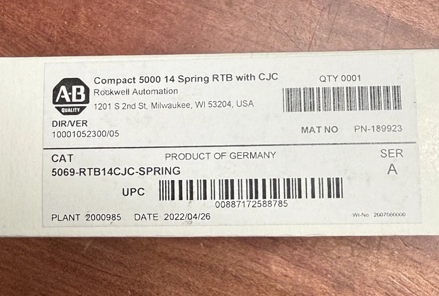 Allen-Bradley 5069-RTB14CJC-SPRING Terminal Block 14-Pin CJC Spring 300V AC
