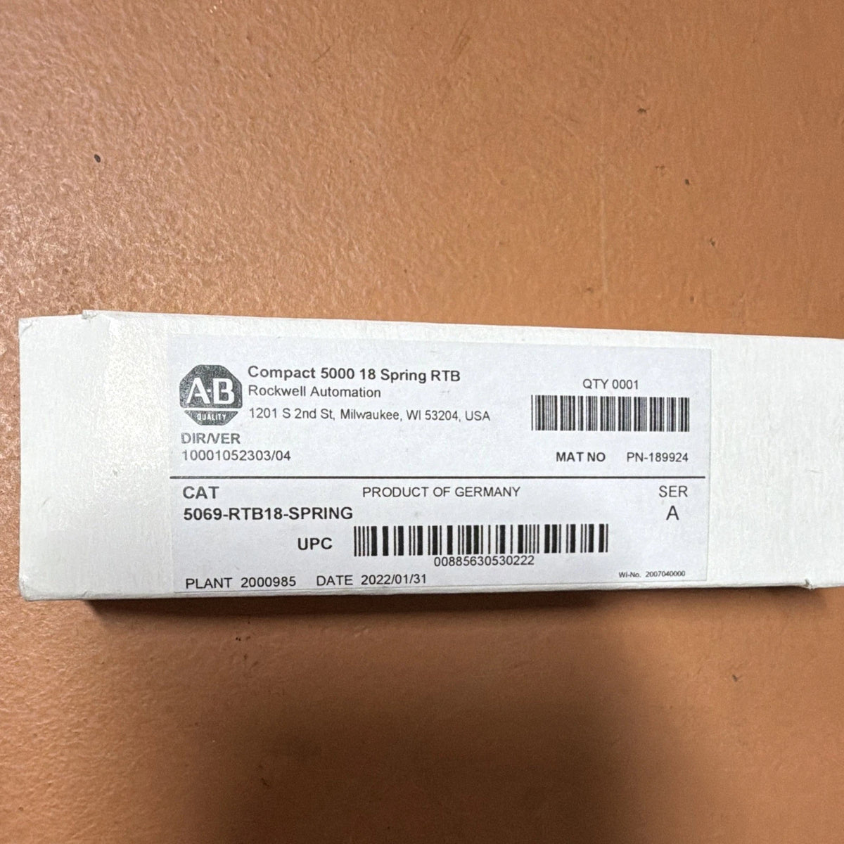Allen-Bradley 5069-RTB18-SPRING Terminal Block 18-Pin Spring 300V AC 10A