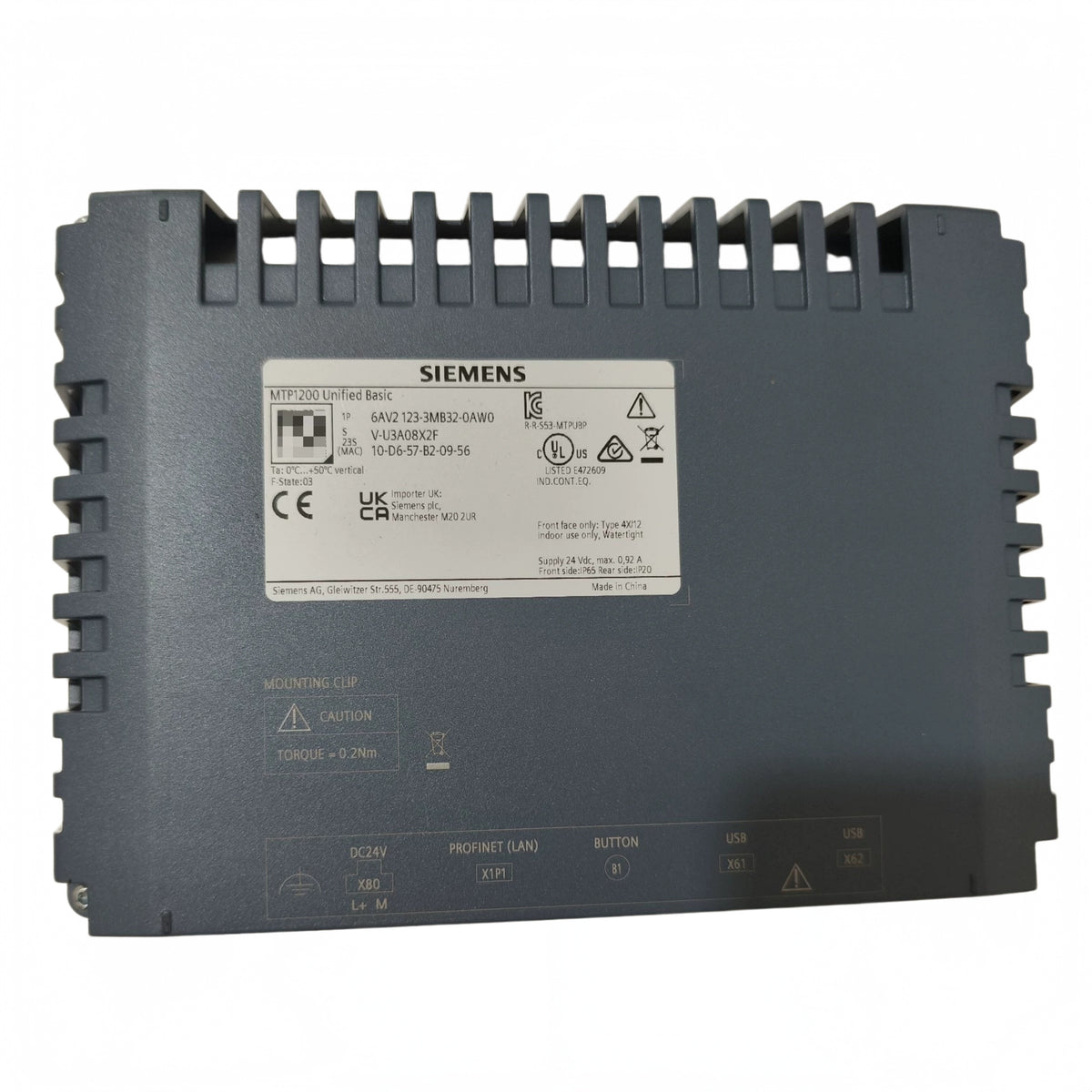 SIEMENS 6AV2123-3MB32-0AW0 HMI 12.1-Inch TFT 1280x800