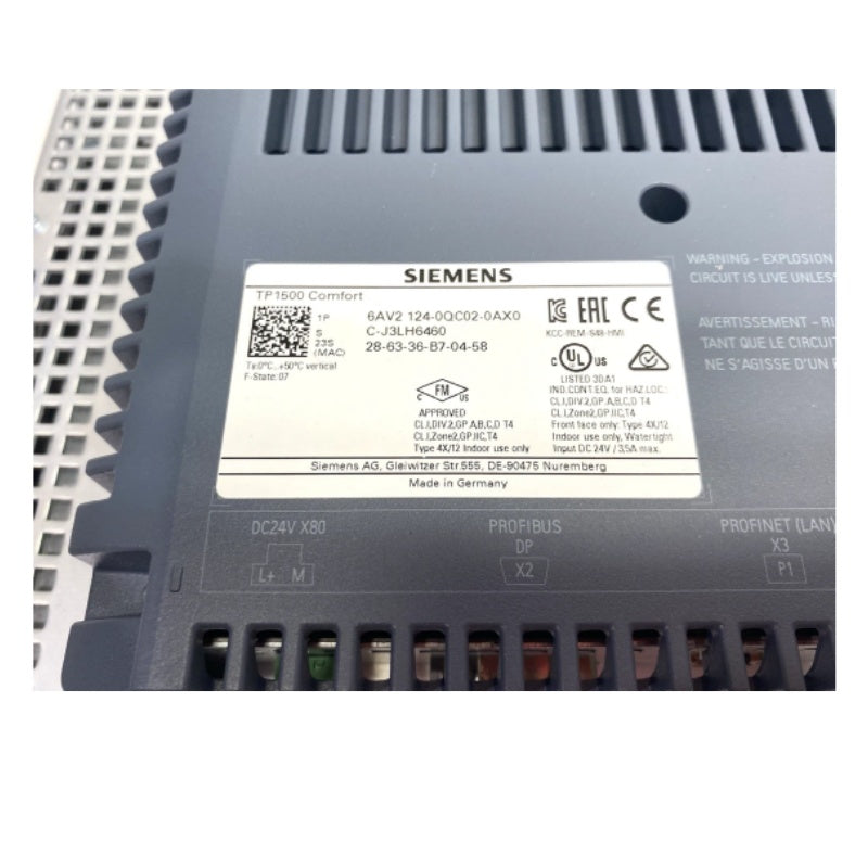 SIEMENS 6AV2124-0QC02-0AX0 HMI Touch Panel 15.4in 1280x800 24VDC