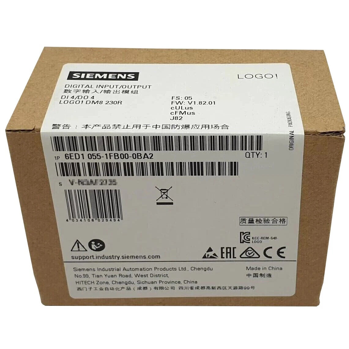SIEMENS 6ED1055-1FB00-0BA2 Digital Expansion Module 8 DI 8 DO