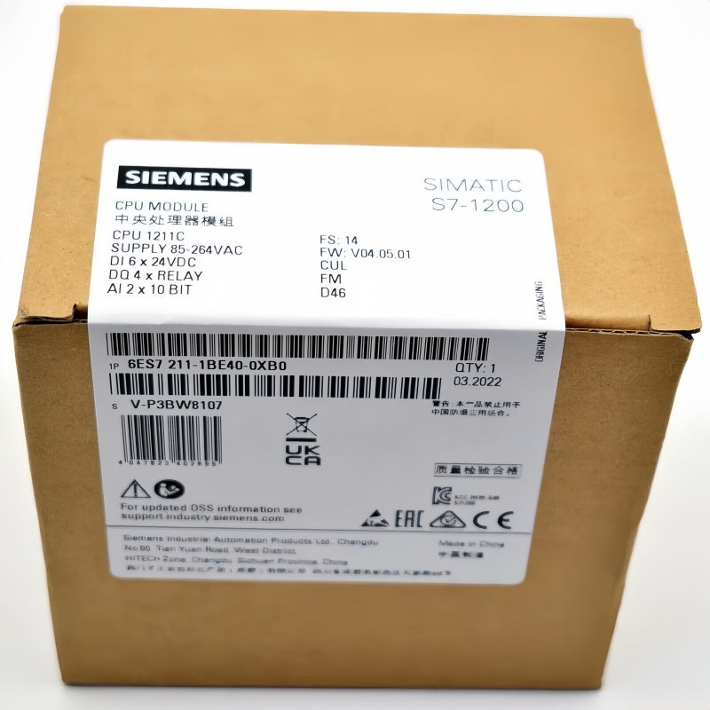 Siemens 6ES7211-1BE40-0XB0 Controller 24VDC 6 Inputs 4 Outputs