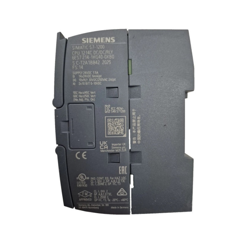 SIEMENS 6ES7214-1HG40-0XB0 PLC CPU 1214C DC/DC/Relay 150KB