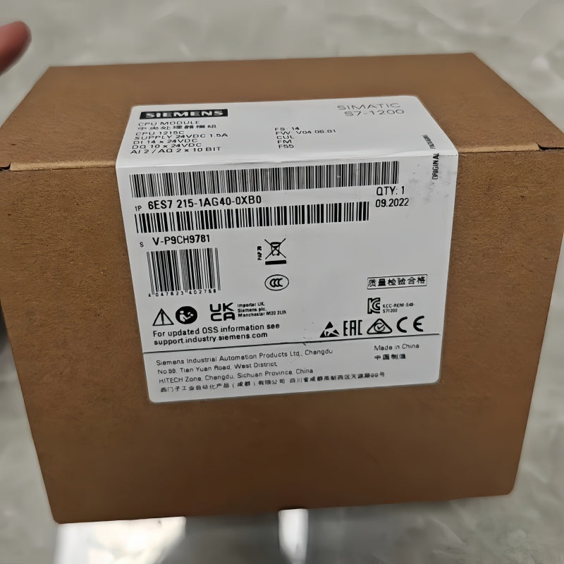 Siemens 6ES7215-1AG40-0XB0 Controller 24VDC 14DI/10DO 2AI