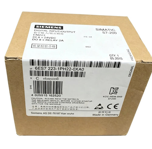 SIEMENS 6ES7223-1PH22-0XA0 Module 24VDC 8 DI 8 Relay Outputs