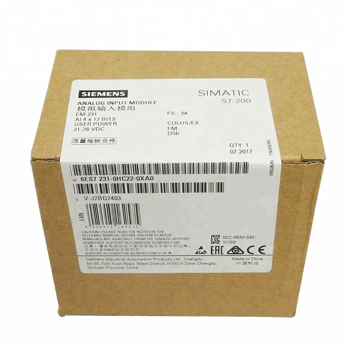 SIEMENS 6ES7231-0HC22-0XA0 Module 8 Analog Inputs 0-10V