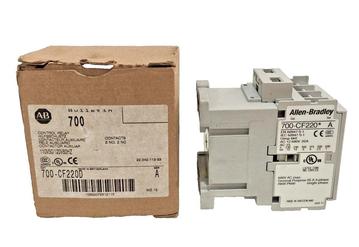 Allen-Bradley 700-CF220D Control Relay 2NO 2NC 110/120V AC Screw Terminal