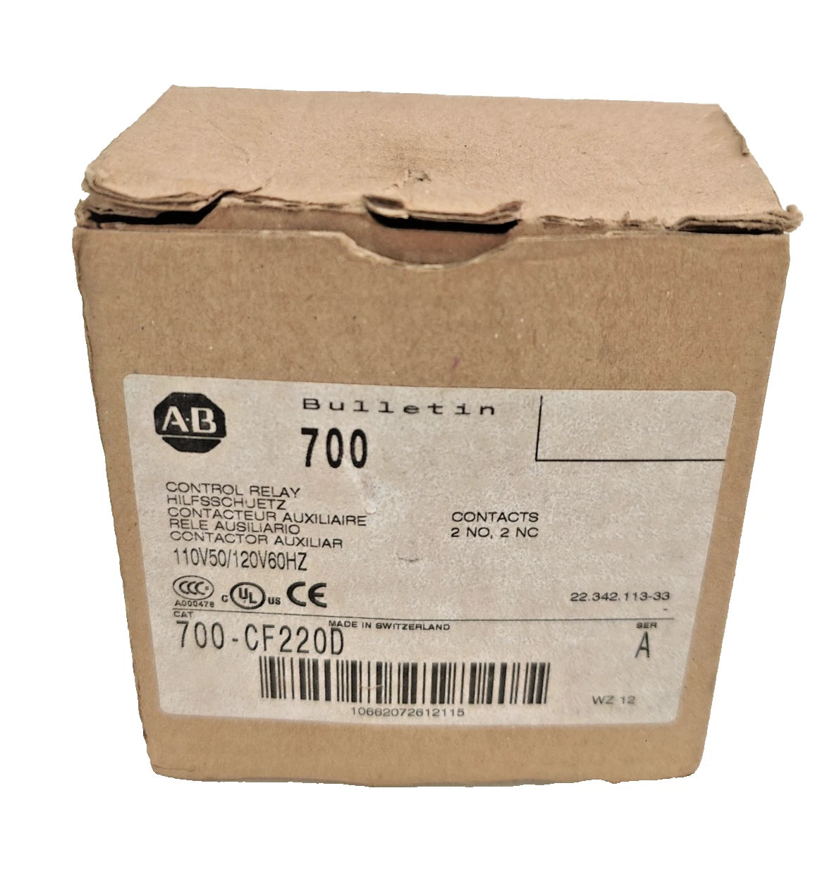 Allen-Bradley 700-CF220D Control Relay 2NO 2NC 110/120V AC Screw Terminal