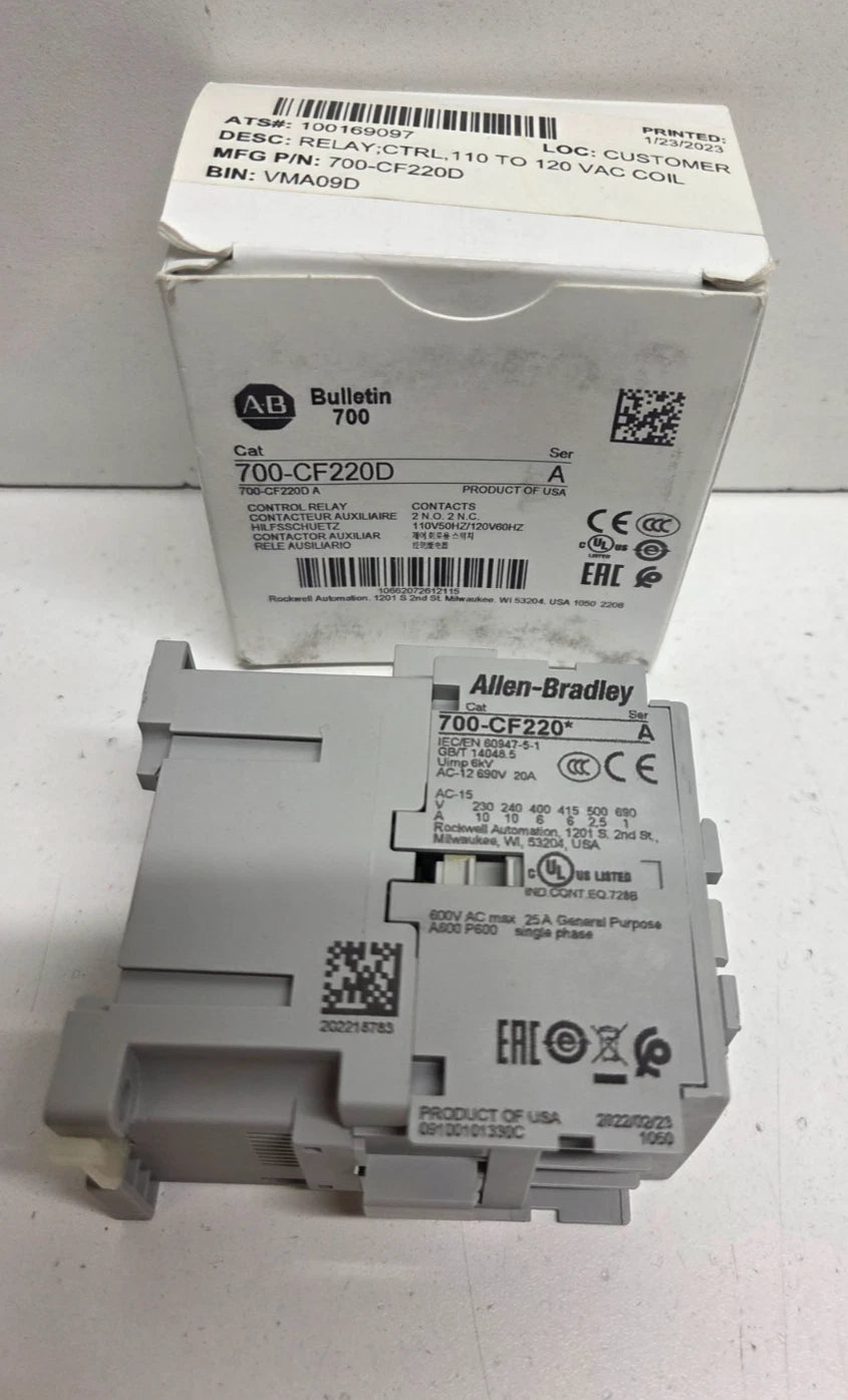Allen-Bradley 700-CF220D Control Relay 2NO 2NC 110/120V AC Screw Terminal