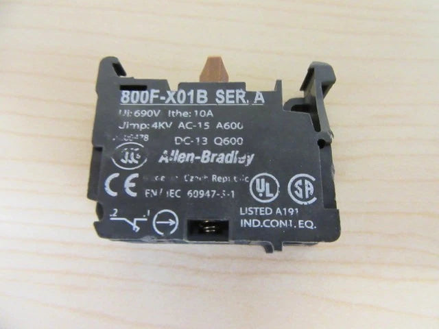 Allen-Bradley 800F-X01 Contact Block 1NC 10A 600V Screw Terminal