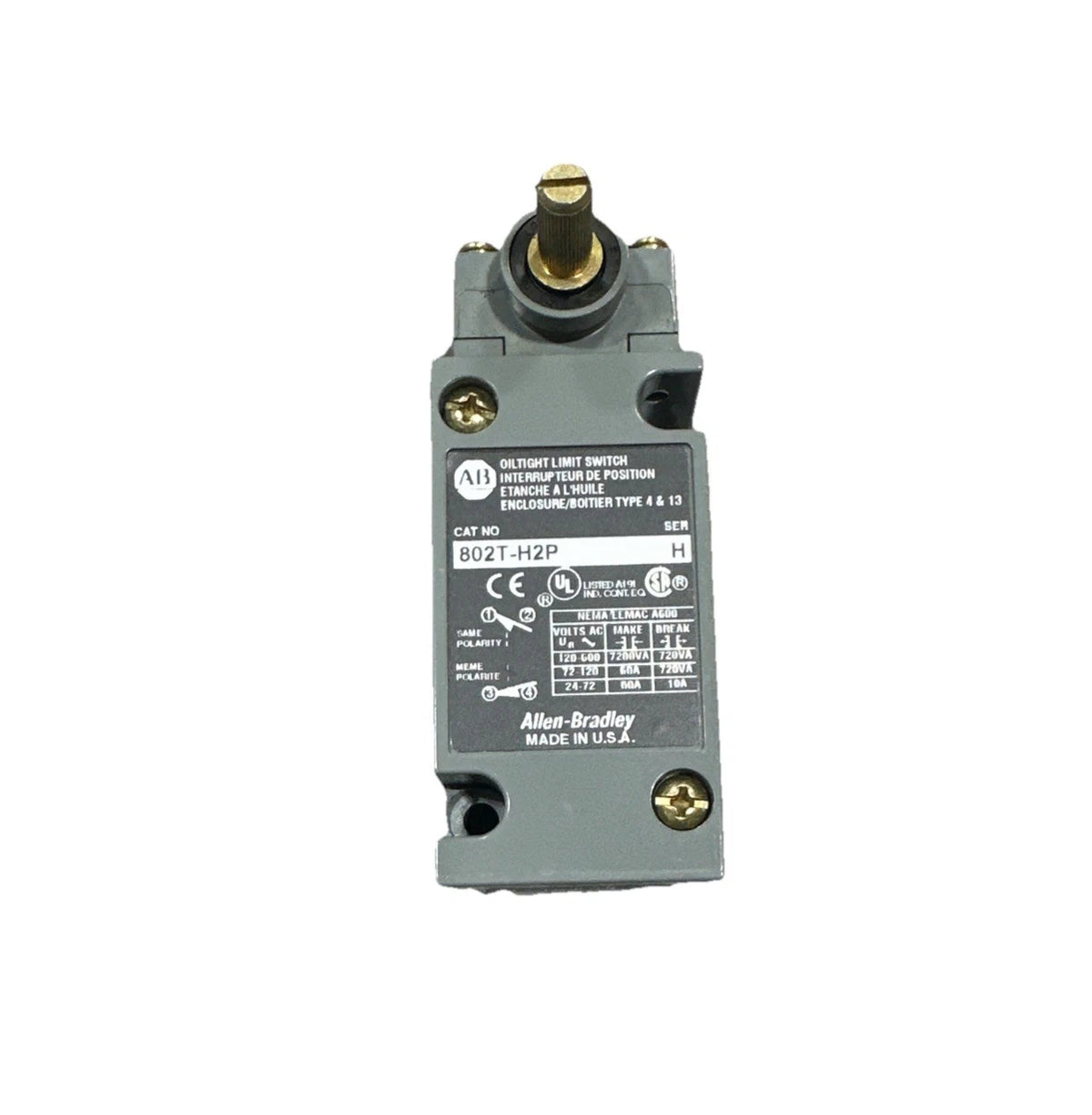 Allen-Bradley 802T-H Limit Switch Lever Type 2-Circuit NEMA 4/13