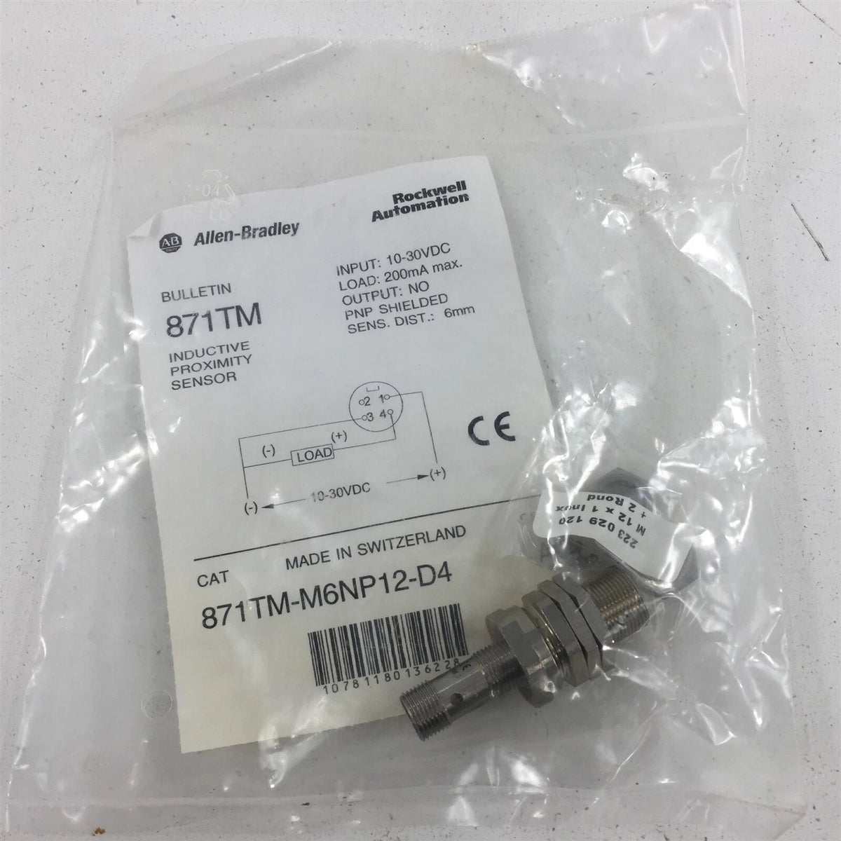 Allen-Bradley 871TM-M6NP12-D4 Proximity Sensor 6mm 10-30VDC PNP NO