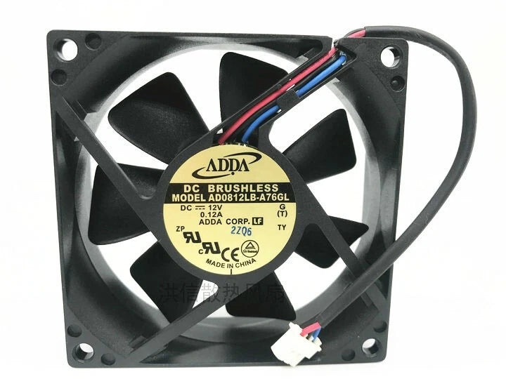 ADDA AD0812LB-A76GL DC Axial Fan 12VDC 80x80x25mm 26.2CFM