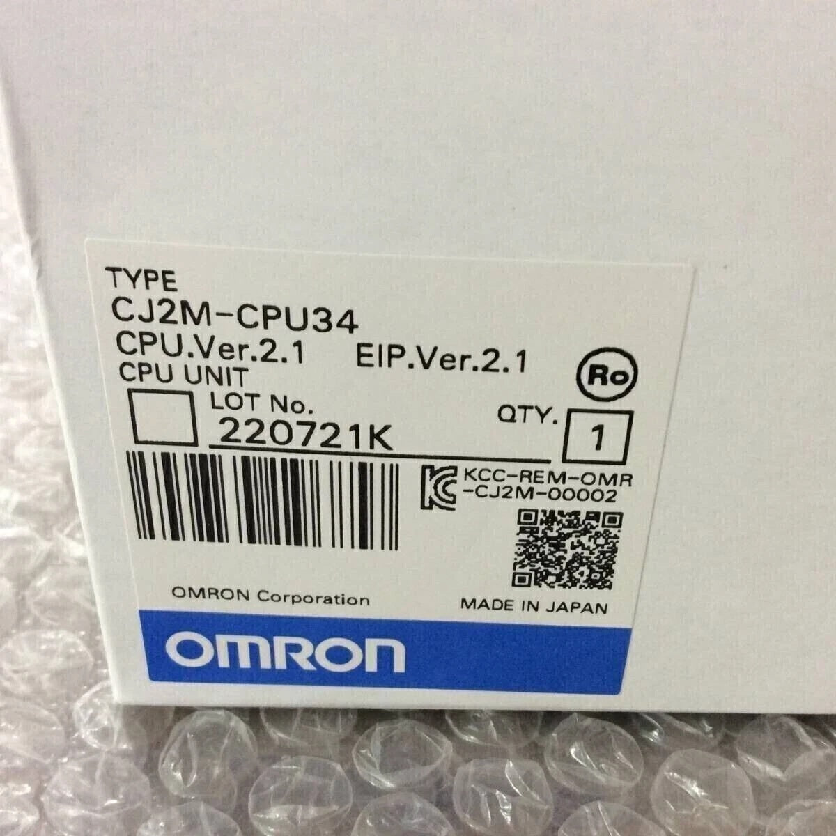 Omron CJ2M-CPU34 CPU Unit 24VDC 34K Steps 256 I/O
