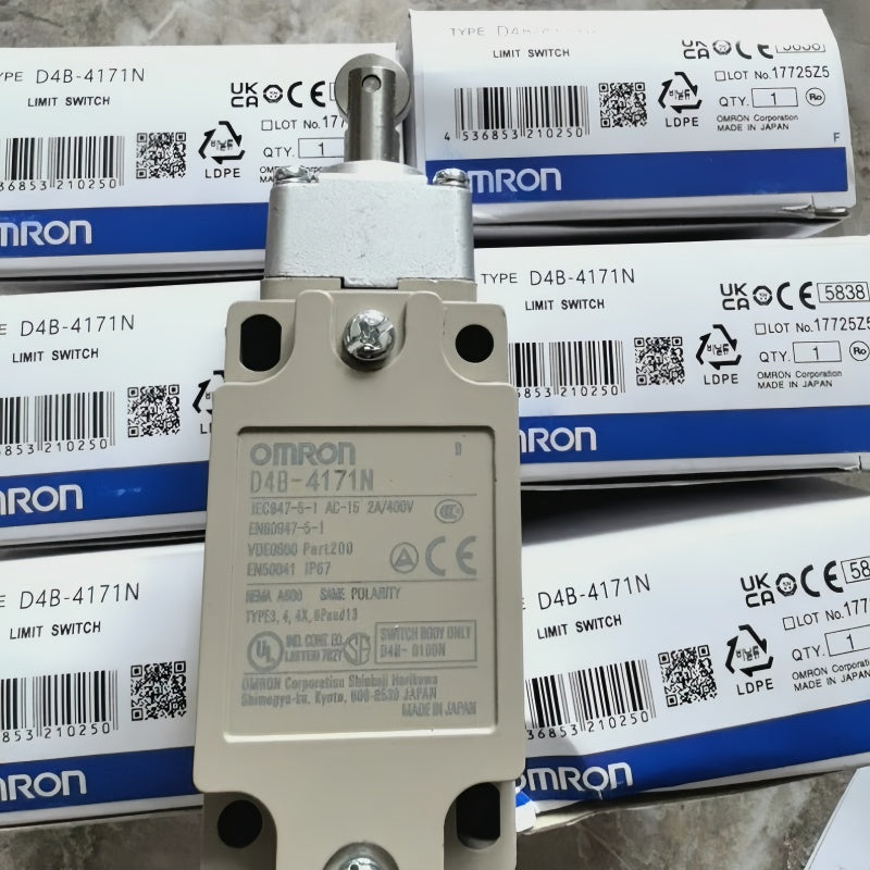 Omron D4B-4171N Safety Limit Switch with Roller Plunger for Machine Control