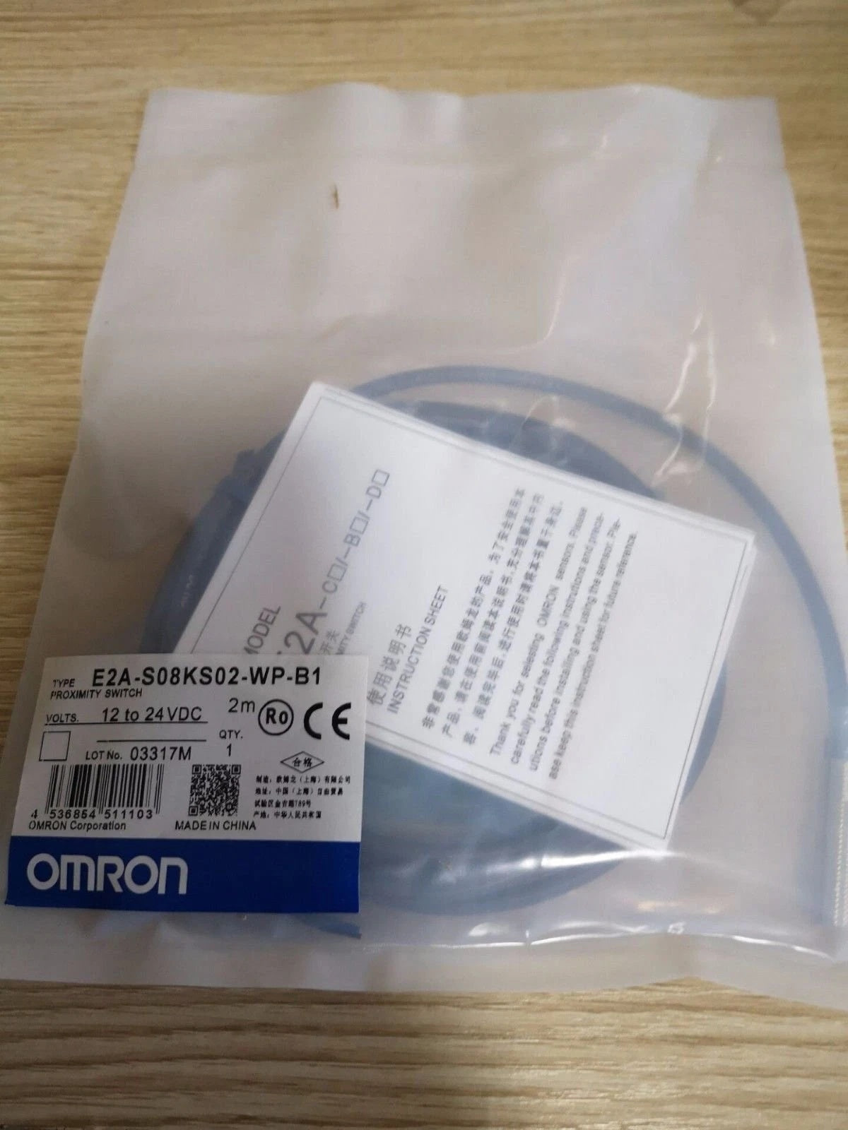 Omron E2A-S08KS02-WP-B1 Proximity Switch 2mm PNP NO 10-30VDC