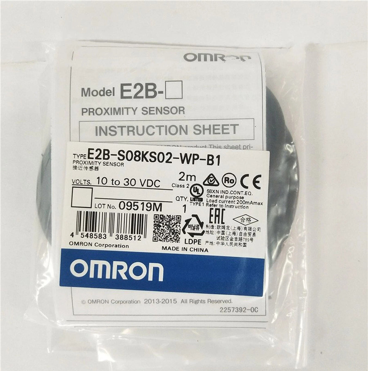 Omron E2B-S08KS02-WP-B1 Proximity Switch 2mm PNP NO 10-30VDC