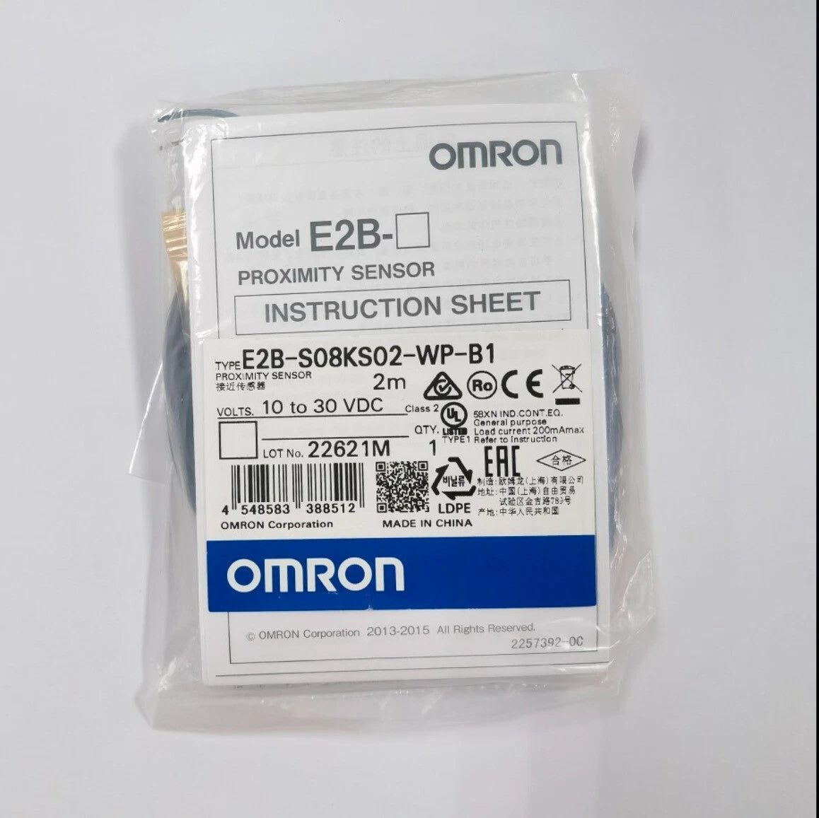 Omron E2B-S08KS02-WP-B1 Proximity Switch 2mm PNP NO 10-30VDC