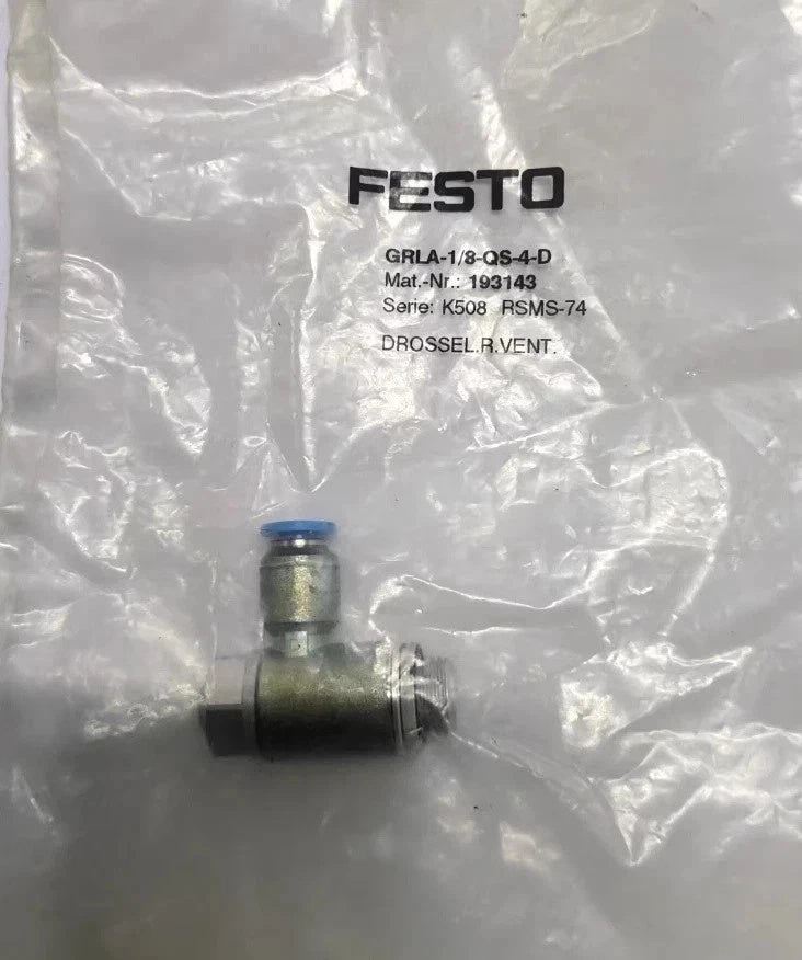 FESTO GRLA-18-QS-4-D One-Way Flow Control Valve G1/8 QS-4