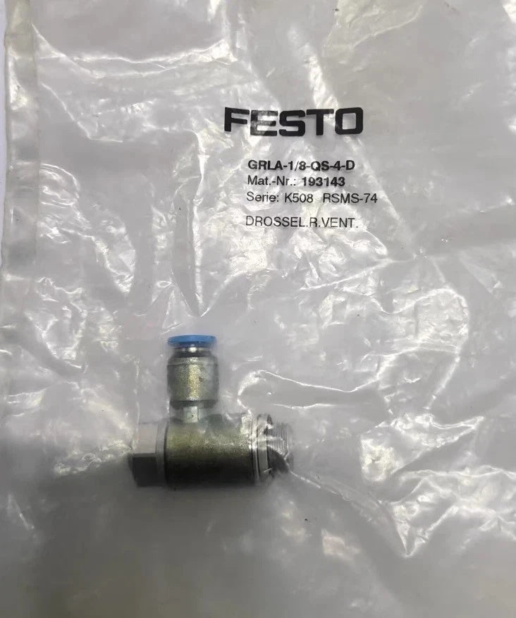 FESTO GRLA-18-QS-4-D One-Way Flow Control Valve G1/8 QS-4