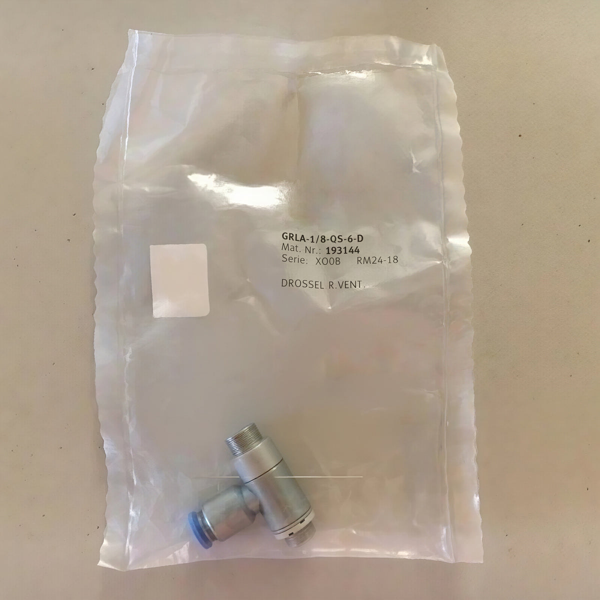 FESTO GRLA-1/8-QS-6-D One-Way Flow Control Valve G1/8 QS-6 185L/min