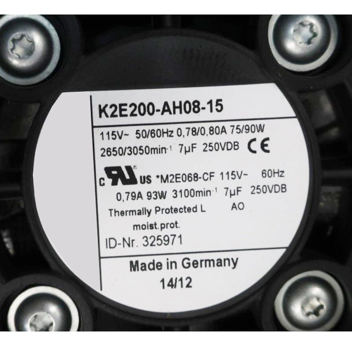 Ebmpapst K2E200-AH08-15 Centrifugal Fan 115VAC 75/90W 50/60Hz
