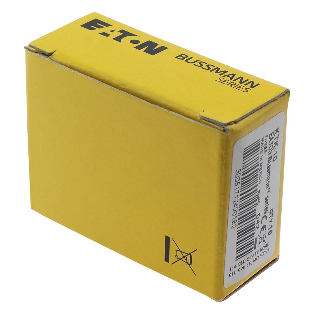 Eaton Bussmann KTK-10 Fast-Acting Fuse 10 A 600 VAC 100 kA