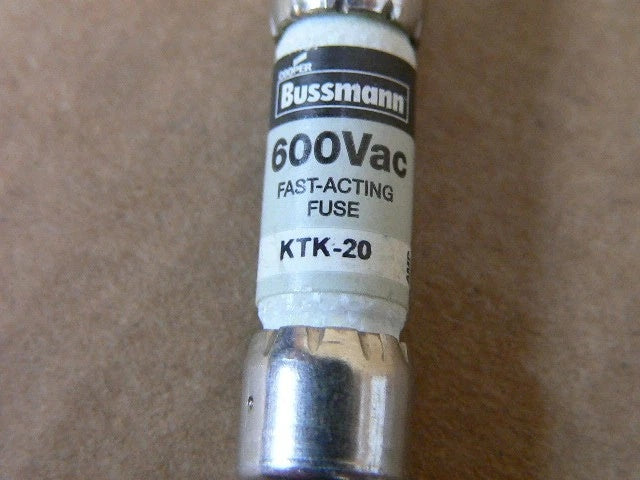 Bussmann KTK-20 Midget Fuse 20A 600VAC Fast-Acting