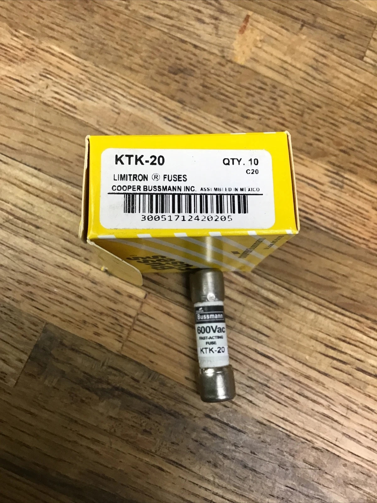 Bussmann KTK-20 Midget Fuse 20A 600VAC Fast-Acting