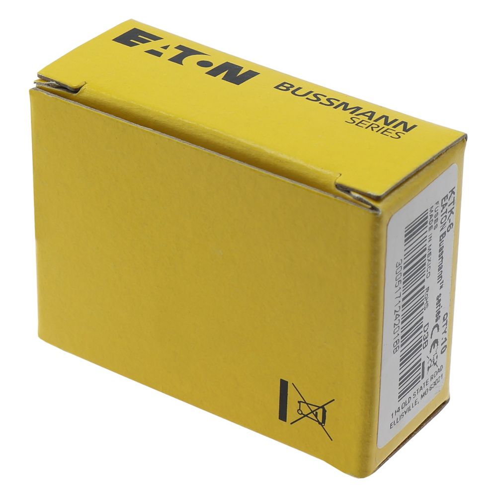 Eaton Bussmann KTK-6 Fast-Acting Fuse 6 A 600 VAC 100 kA