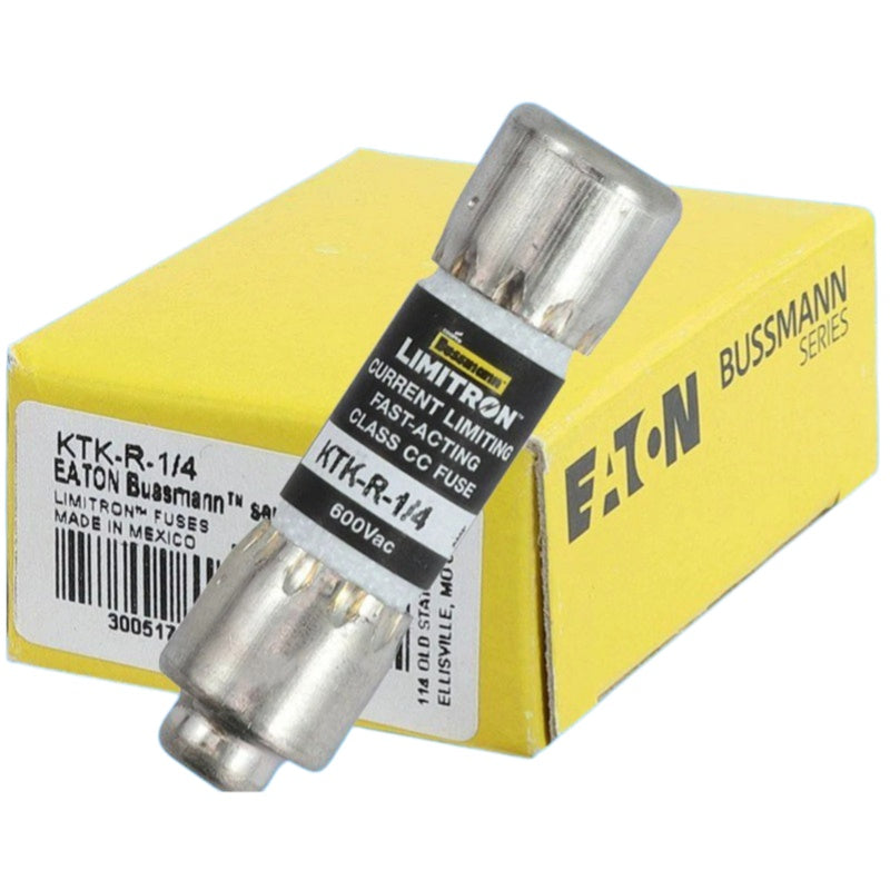 Eaton Bussmann KTK-R-1/4 Fuse, 0.25A, 600VAC, Class CC Fast-Acting