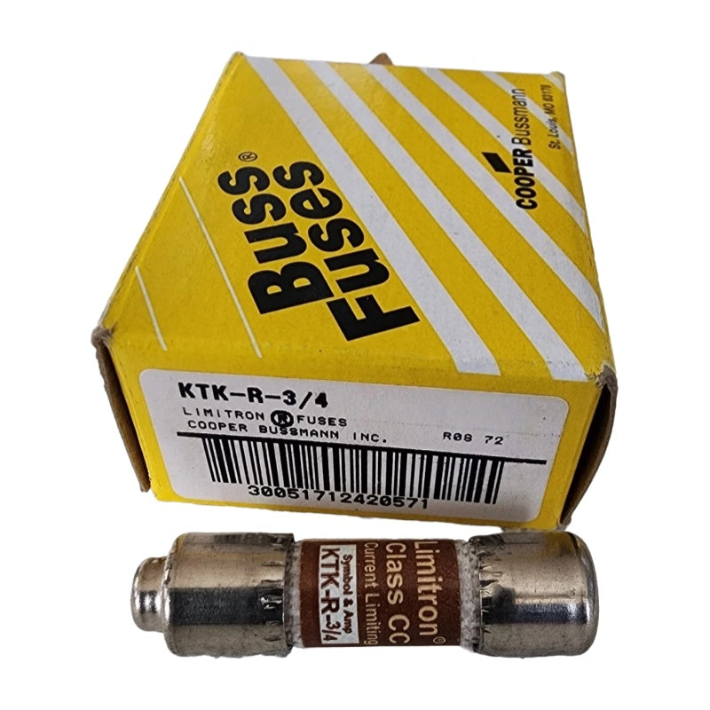 Eaton Bussmann KTK-R-3/4 Fuse, 0.75A, 600VAC, Class CC Fast-Acting