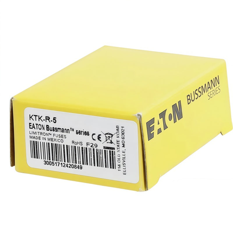 Eaton Bussmann KTK-R-5 Fuse, 5A, 600VAC, Class CC Fast-Acting